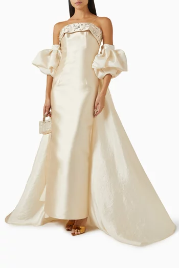 Crystal-embellished Dress & Cape Set