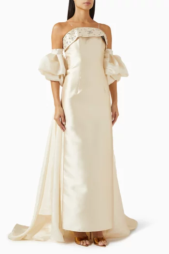 Crystal-embellished Dress & Cape Set