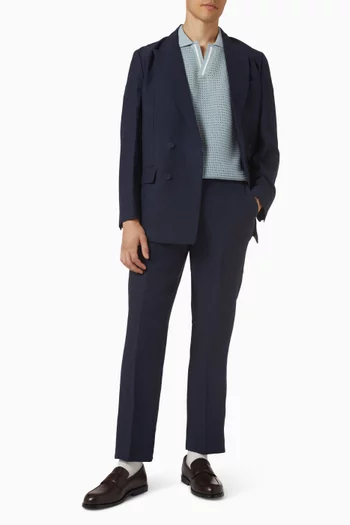 Tailored Double-breasted Blazer in Linen