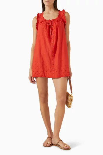 فستان نيسي قصير قطن بوبلين عضوي