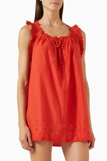 فستان نيسي قصير قطن بوبلين عضوي