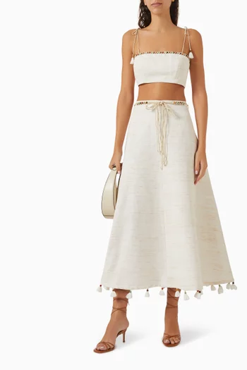 Rhiannon Bead-trim Top in Cotton Blend
