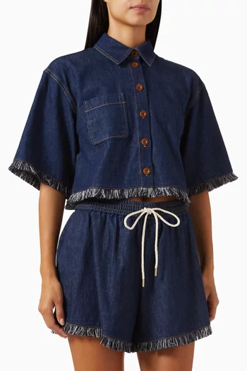Rhiannon Fringe Shirt in Denim