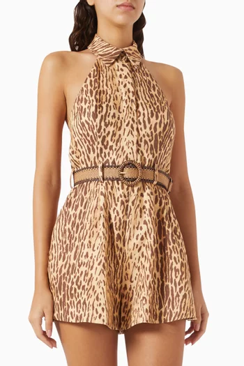 Cascadian Halterneck Playsuit in Linen