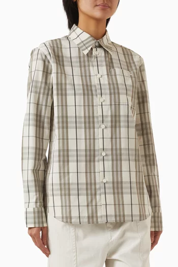 Check-print Shirt in Cotton Twill