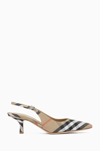Birdie 55 Slingback Pumps in Check Canvas