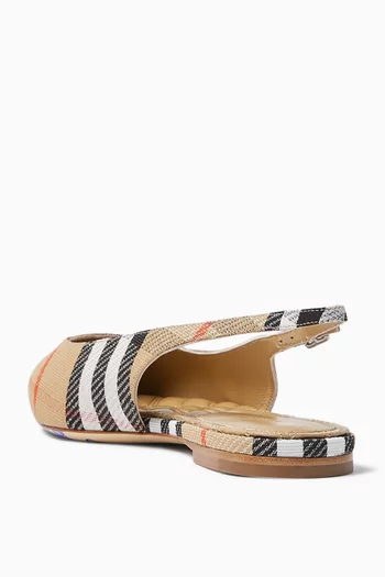 Birdie Slingback Flats in Metallic Check Canvas