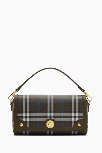 Note Check Shoulder Bag in Coated Cotton Blend