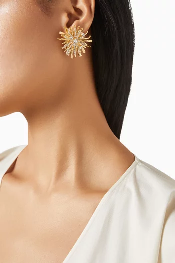 Starburst Clip Earrings in Gold-tone Brass