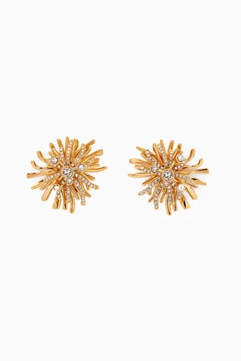 Starburst Clip Earrings in Gold-tone Brass