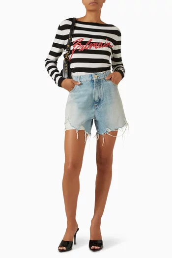 Striped Logo Sweater in Merino Wool
