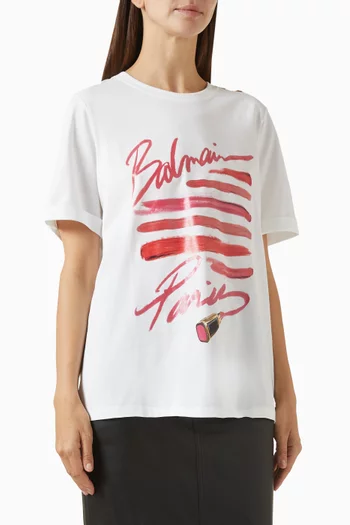 Logo Lipstick T-shirt in Cotton