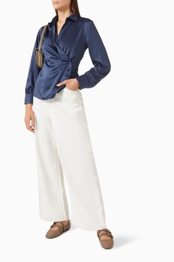 Button Wrap Shirt in Satin