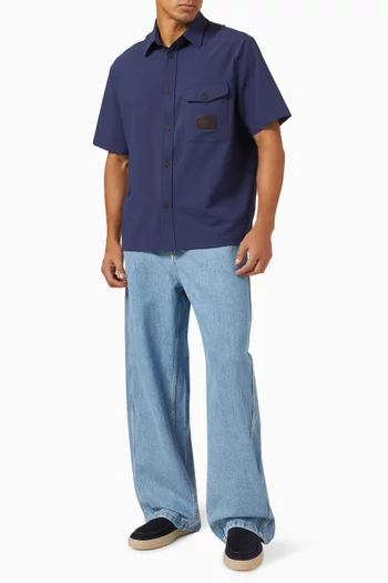 Logo Patch Shirt in Seersucker