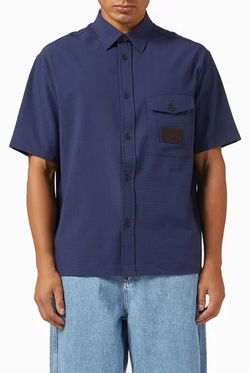 Logo Patch Shirt in Seersucker