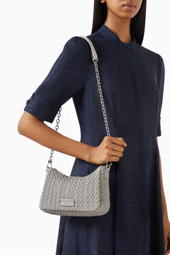 حقيبة كتف مستطيلة جلد صناعي بارز الملمس