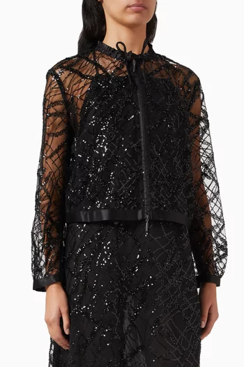 Embellished Zip Jacket in Tulle