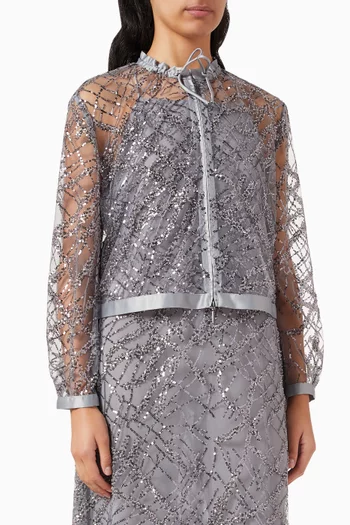 Embellished Zip Jacket in Tulle