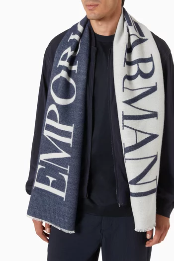 Macro Logo Scarf in Wool-blend