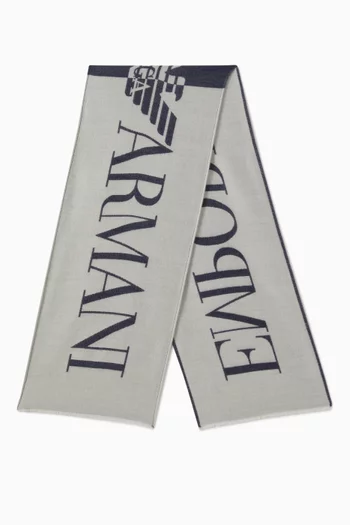 Macro Logo Scarf in Wool-blend