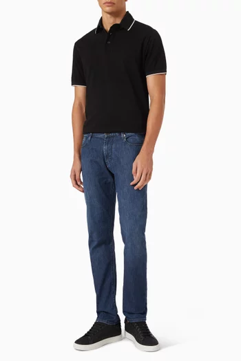 Embossed Logo Polo Shirt in Cotton