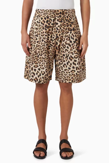 Leopard Print Shorts in Cotton