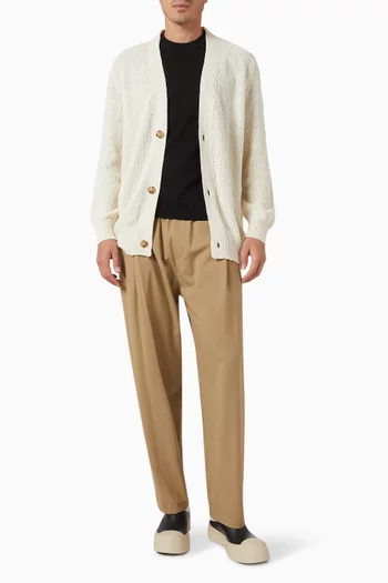 V-neck Cardigan in Linen-blend Knit