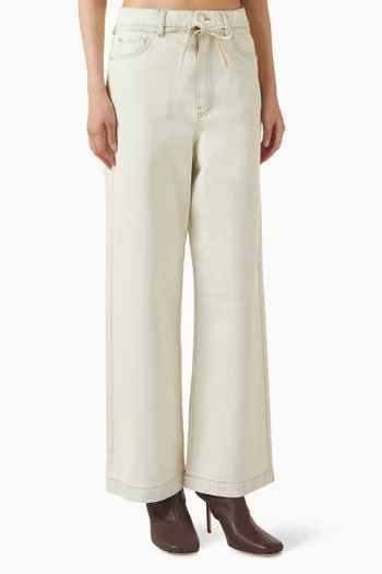 بنطال جينز إيليجا واسع الساقين دينم