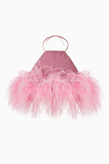 Lumière Plumage Feather-trimmed Crop Top