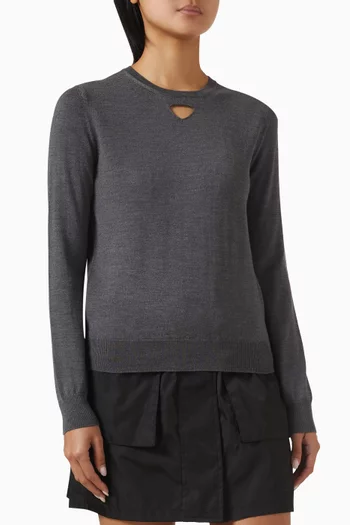 Crewneck Cut-out Sweater in Virgin Wool