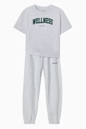 بنطال رياضي بشعار الماركة بخط سيريف صوف قطني