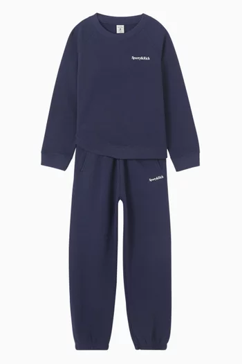 بنطال رياضي بشعار الماركة بخط سيريف صوف قطني