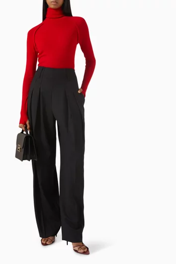 High Waist Cinch Trousers in Wool Blend