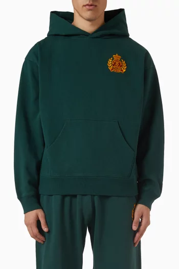 NY Crest Embroidered Hoodie in Cotton