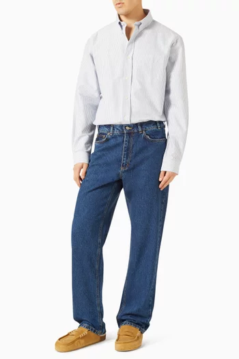 قميص بقصة فضفاضة وشعار SRC‏ قطن أكسفورد