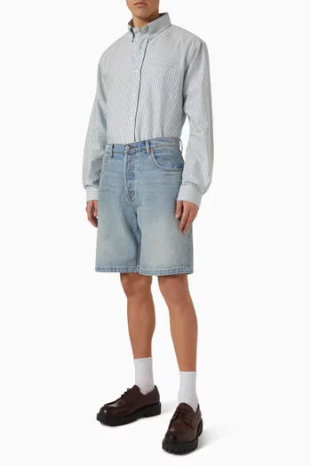 قميص بقصة فضفاضة وشعار SRC‏ قطن أكسفورد