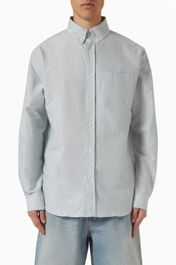 قميص بقصة فضفاضة وشعار SRC‏ قطن أكسفورد