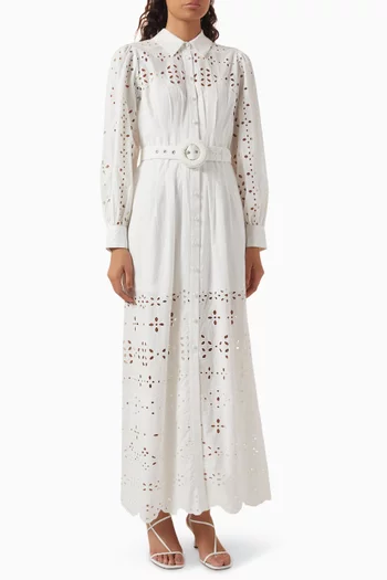 Broderie Anglaise Maxi Dress in Cotton