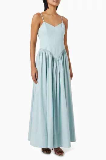 V-neck Maxi Dress in Cotton-blend
