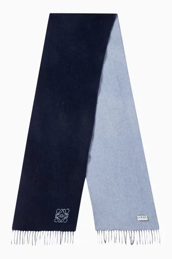 Anagram Embroidered Scarf in Wool & Cashmere-blend