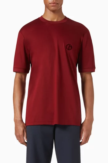 Logo Embroidered T-shirt in Cotton Interlock