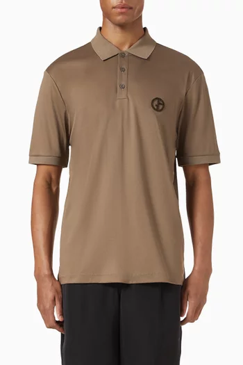 Flock Logo Polo Shirt in Cotton