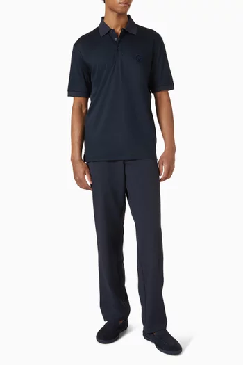 Flock Logo Polo Shirt in Cotton