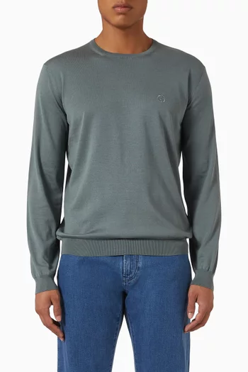 Logo Embroidered Sweater in Cotton & Silk