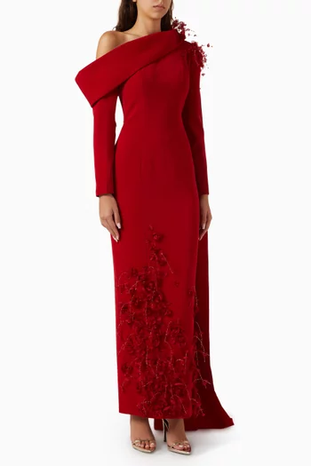Ward Embellished Dress in Crepe