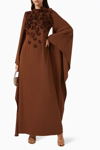 Imara 3D Floral Applique Kaftan in Crepe
