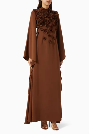 Imara 3D Floral Applique Kaftan in Crepe