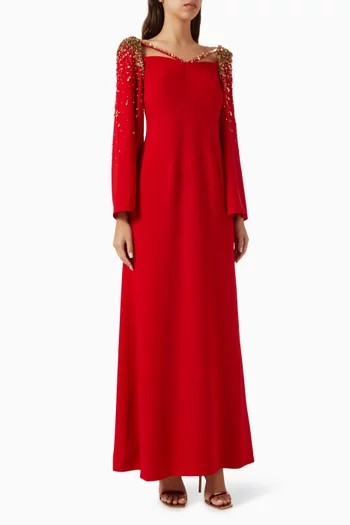 Elara Bead-embellished Dress in Crepe