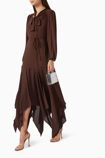 Scarf-neck Dress in Tencel Blend