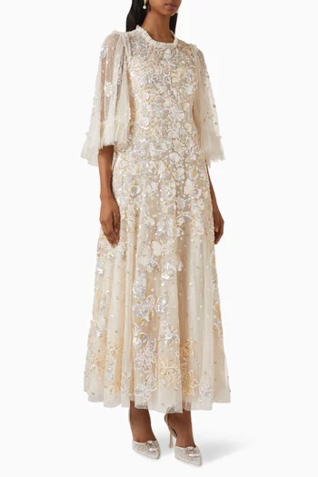 Papillon Sequin-embellished Ankle Gown in Tulle